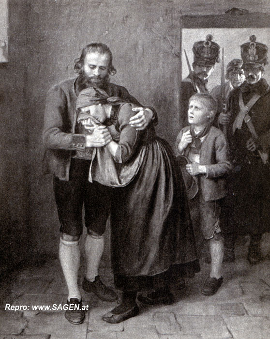 Franz von Defregger, Abschied Hofers von Frau und Sohn im Bozner Kerker 