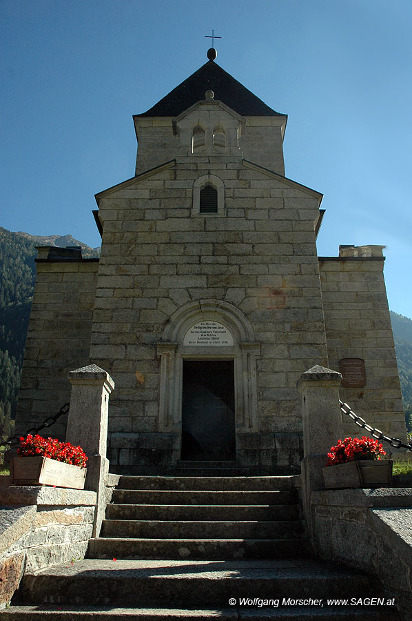 Denkmalkirche für Andreas Hofer (1767 - 1810), St. Leonhard, Passeiertal, Südtirol © Wolfgang Morscher