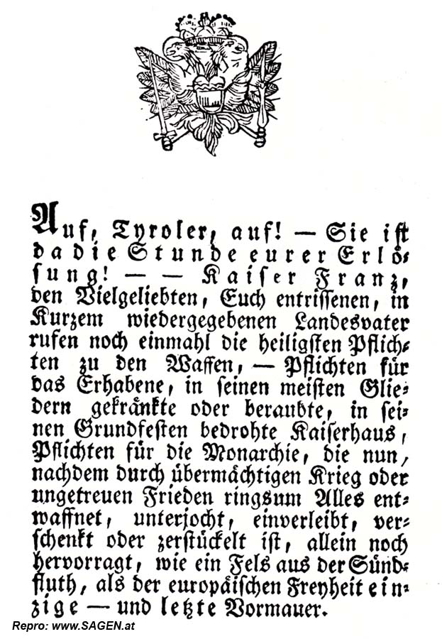 Aufruf Erzherzog Johann, 8. April 1809
