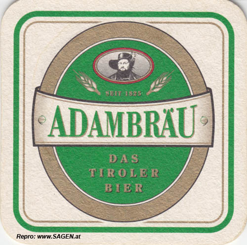 Bierdeckel "Seit 1825, Adambräu, das Tiroler Bier"