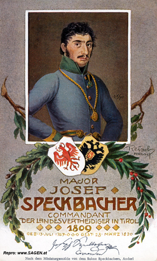 Major Josef Speckbacher Commandant der Landesvertheidiger in Tirol 1809 @ www.SAGEN.at