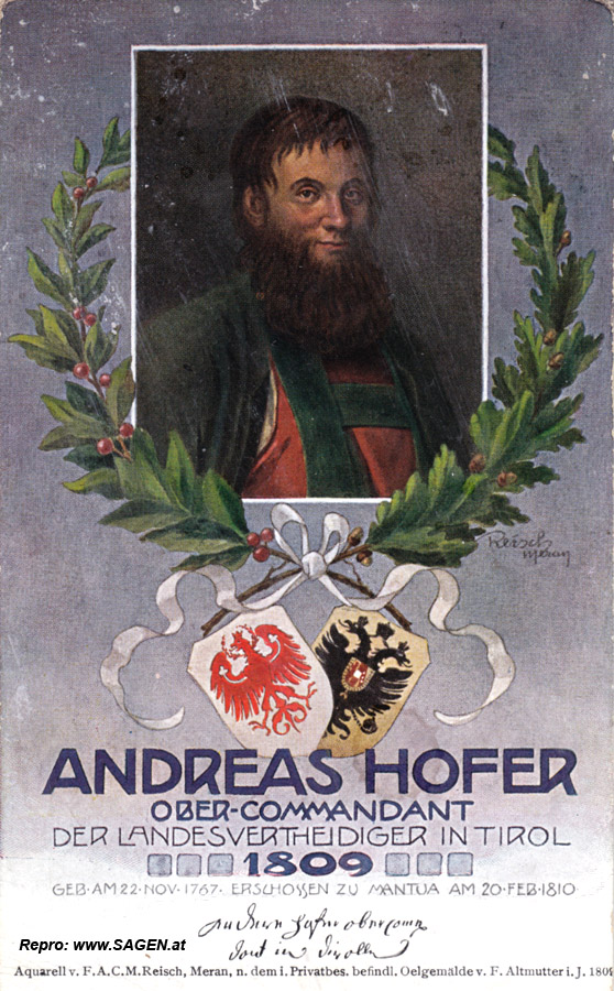 Andreas Hofer Ober-Commandant der Landesvertheidiger in Tirol 1809 © www.SAGEN.at