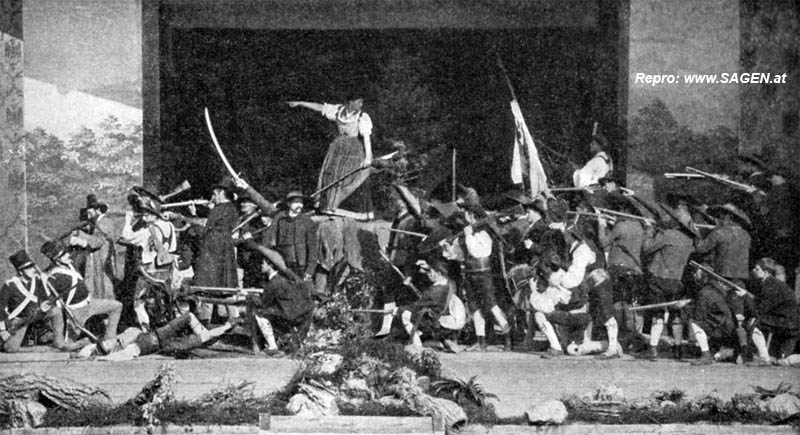 The battle scene in the play "Andreas Hofer"
