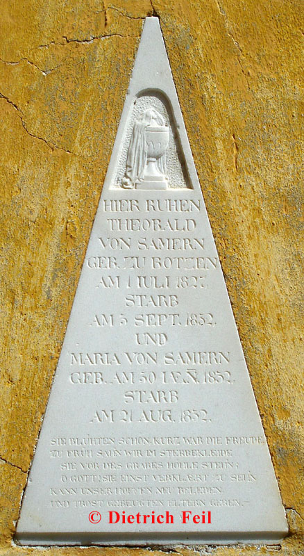 Bruneck - Grabstein des Theobald und der Maria von Samern (1832)