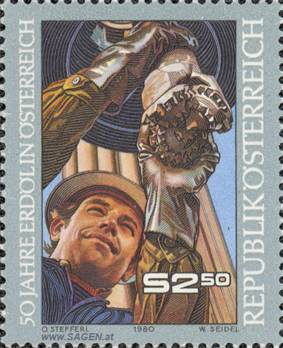 Briefmarke: "50 Jahre Erdöl in Österreich"