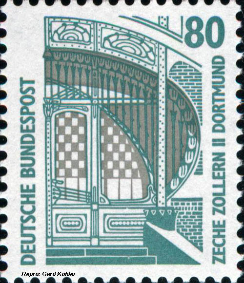 Briefmarke Bergbau "Zeche Zollern II Dortmund", Deutsche Bundespost 198