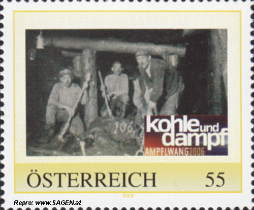 Briefmarke "kohle und dampf, Ampflwang 2006"