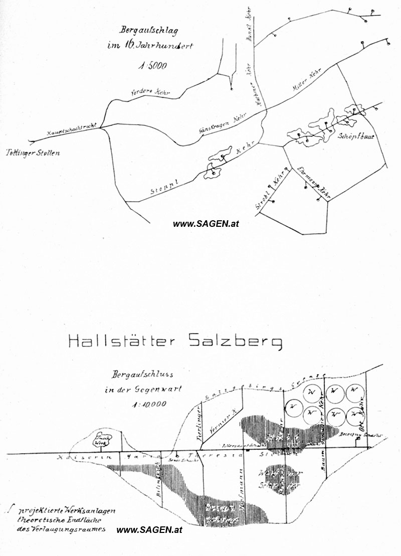 Hallstätter Salzberg, Bergaufschlag im 16. Jahrhundert - Bergaufschluss in der Gegenwart 