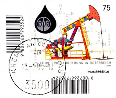 Briefmarke "75 Jahre Erdölförderung in Österreich"