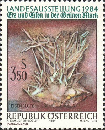 Briefmarke: "Landesausstellung 1984, Erz und Eisen in der Grünen Mark"; Motiv: Eisenblüte.