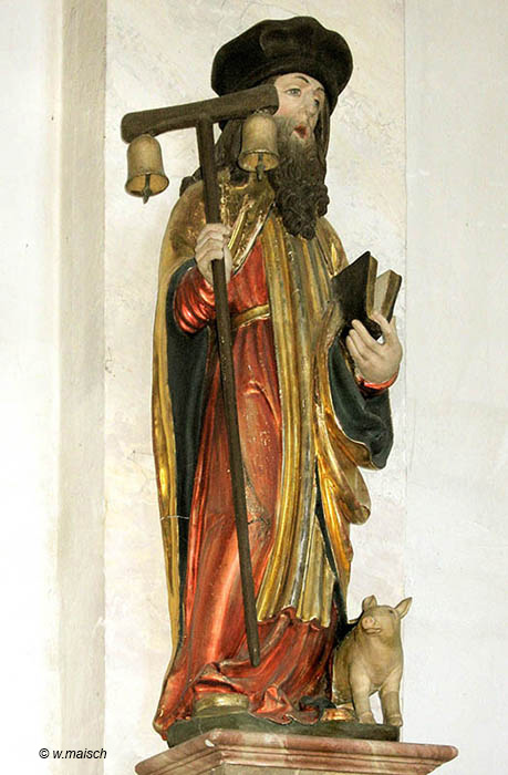 Antonius, Statue in der Pfarrkirche Mariä Himmelfahrt in Illereichen