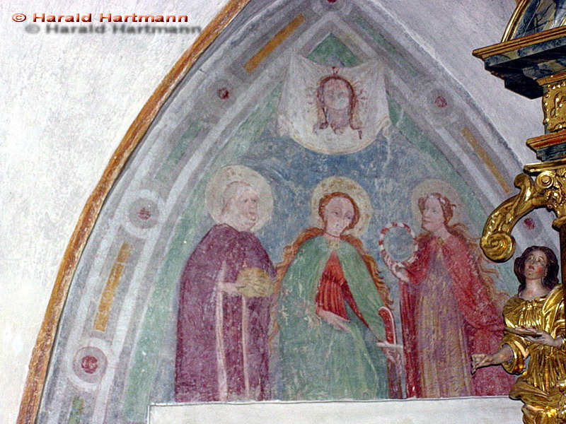 Fresko Heiligen Ottilie, Dorothea und Katharina, Schweißtuch der Veronika © Harald Hartmann