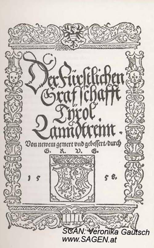 Tiroler Landreim 1558; © Digitalisierung: Veronika Gautsch, www.SAGEN.at