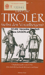 ROHRER Joseph, Über die Tiroler. Ein Beitrag zur österreichischen Völkerkunde, Wien 1796; © Digitalisierung: Veronika Gautsch, www.SAGEN.at