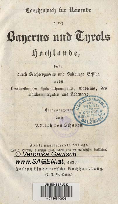 Reiseliteratur: Schaden, 1836; © Digitalisierung: Veronika Gautsch, www.SAGEN.at