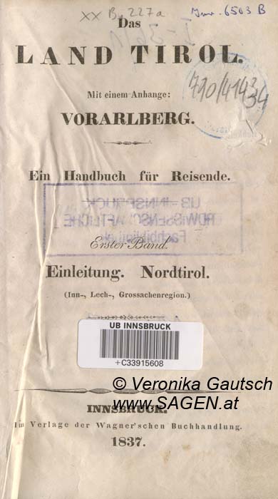 Reiseliteratur: Weber, 1837; © Digitalisierung: Veronika Gautsch, www.SAGEN.at