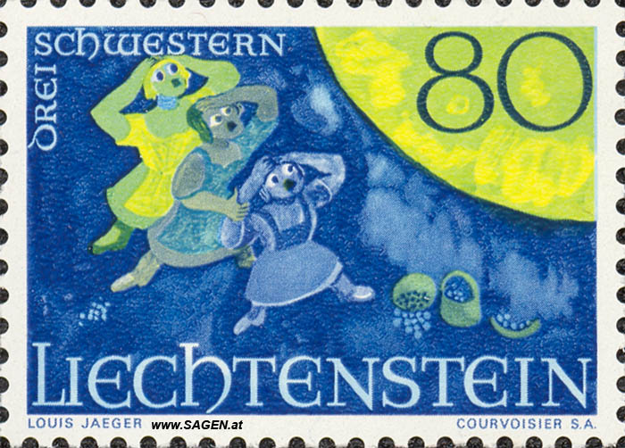 Briefmarke Liechtenstein "Drei Schwestern" 